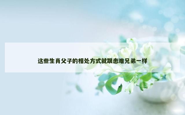 这些生肖父子的相处方式就跟患难兄弟一样