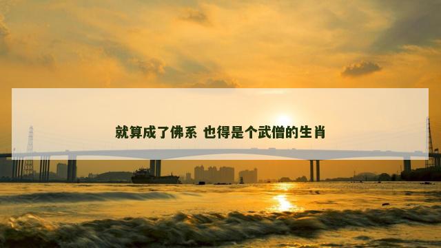 就算成了佛系 也得是个武僧的生肖