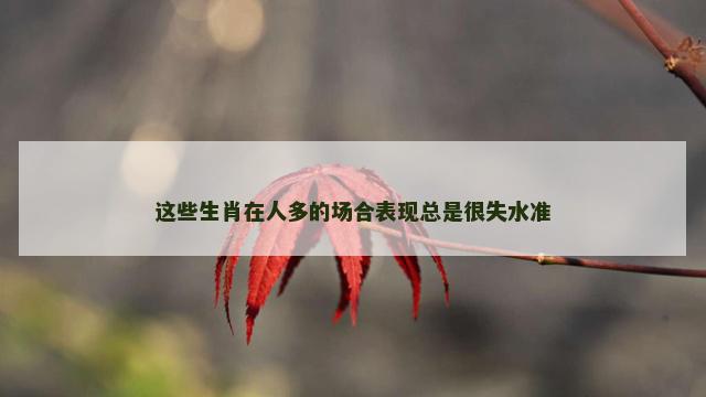 这些生肖在人多的场合表现总是很失水准