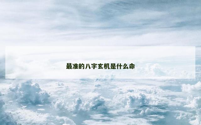 最准的八字玄机是什么命