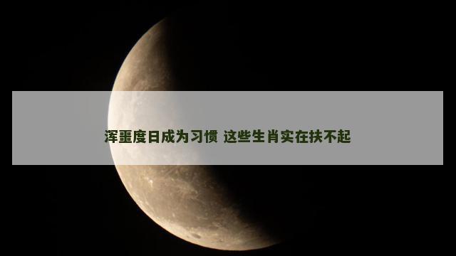 浑噩度日成为习惯 这些生肖实在扶不起