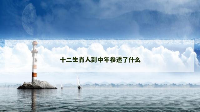 十二生肖人到中年参透了什么