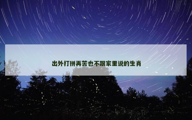 出外打拼再苦也不跟家里说的生肖