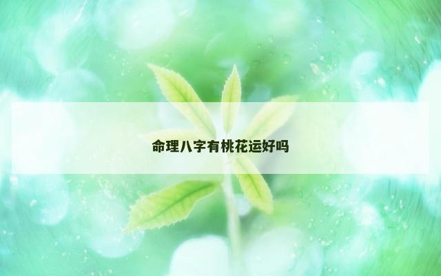 命理八字有桃花运好吗