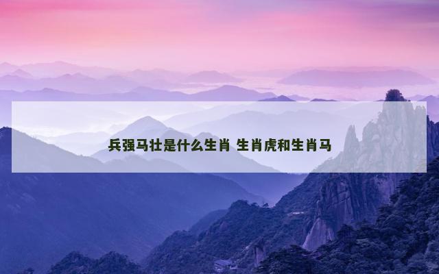 兵强马壮是什么生肖 生肖虎和生肖马