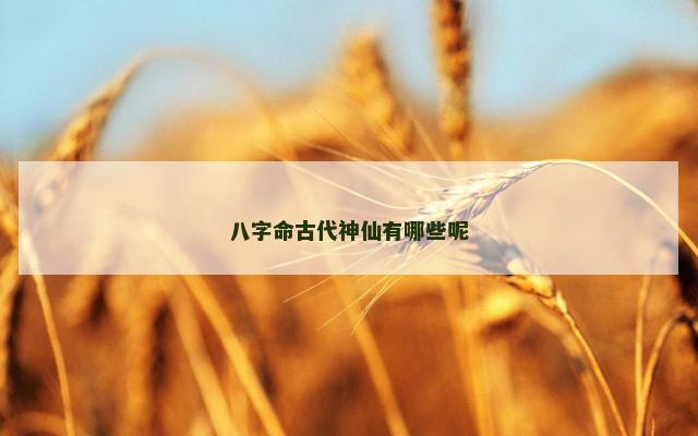 八字命古代神仙有哪些呢