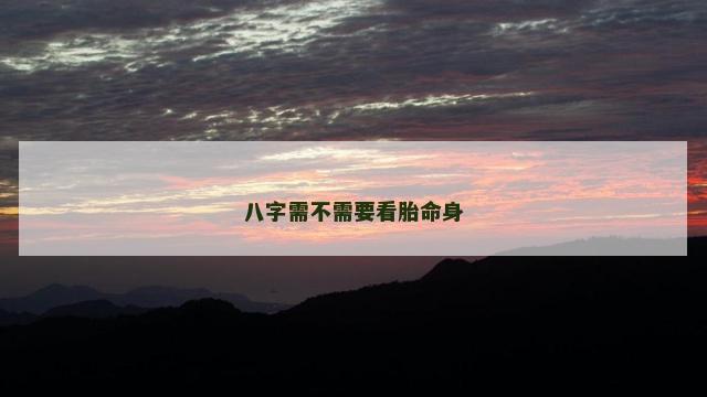 八字需不需要看胎命身