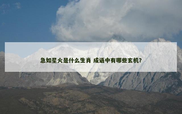 急如星火是什么生肖 成语中有哪些玄机？