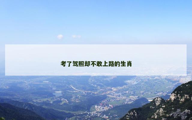 考了驾照却不敢上路的生肖