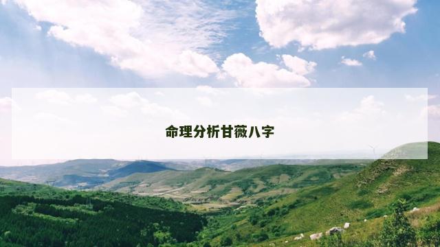 命理分析甘薇八字