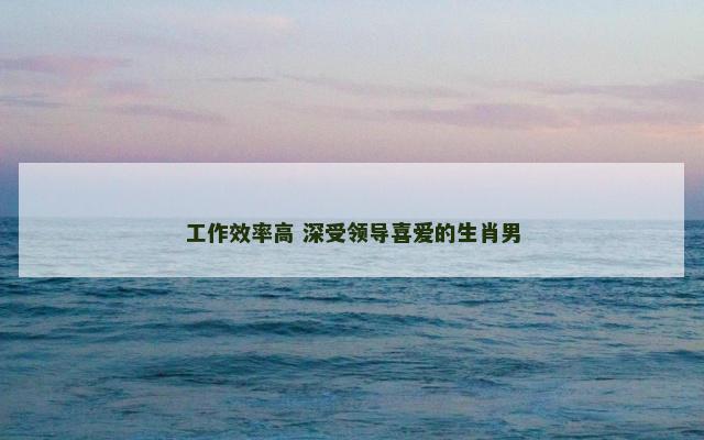工作效率高 深受领导喜爱的生肖男