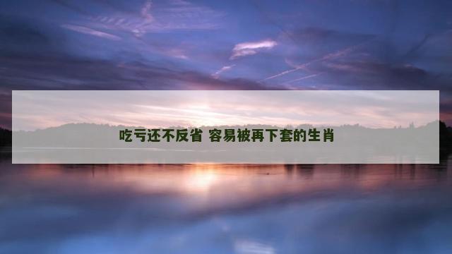 吃亏还不反省 容易被再下套的生肖