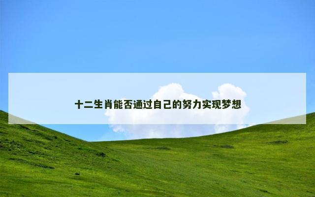 十二生肖能否通过自己的努力实现梦想