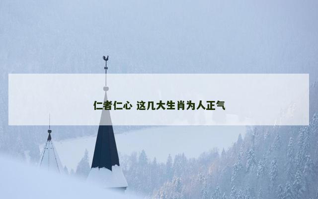 仁者仁心 这几大生肖为人正气