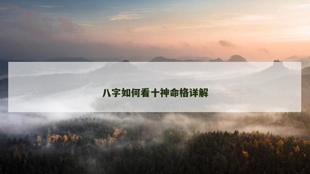 八字如何看十神命格详解