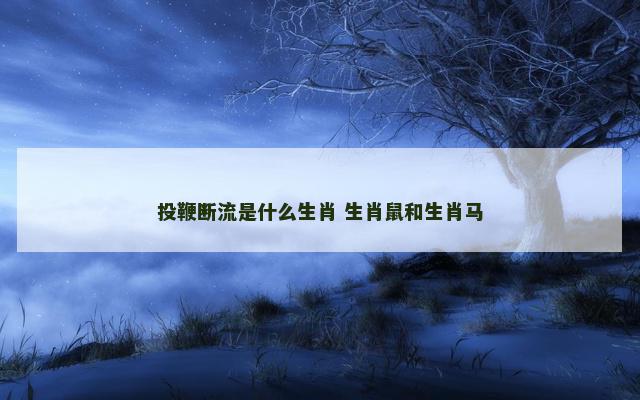 投鞭断流是什么生肖 生肖鼠和生肖马