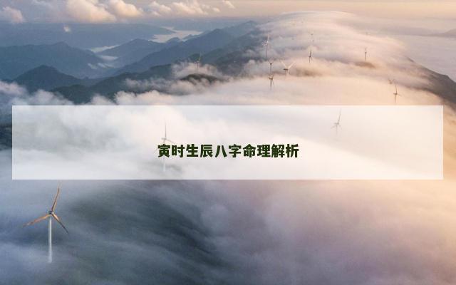 寅时生辰八字命理解析