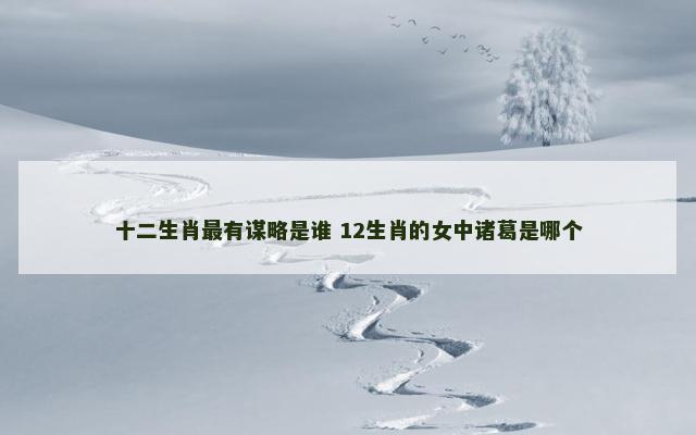 十二生肖最有谋略是谁 12生肖的女中诸葛是哪个