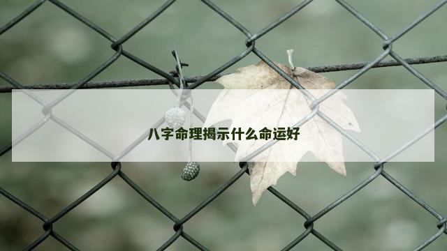 八字命理揭示什么命运好