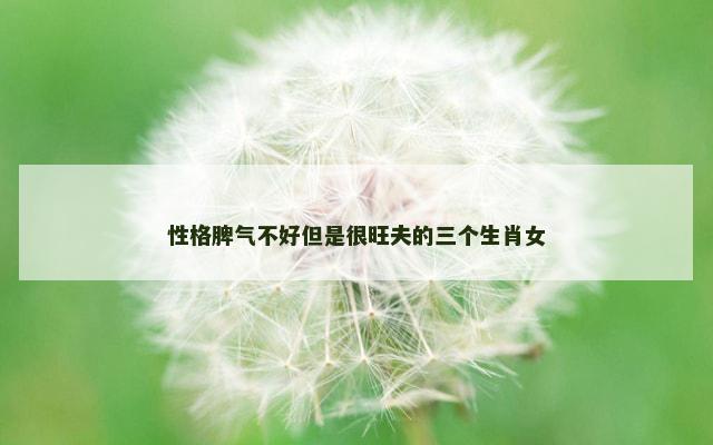 性格脾气不好但是很旺夫的三个生肖女