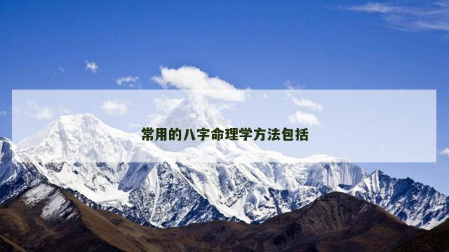 常用的八字命理学方法包括