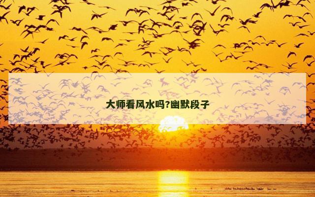 大师看风水吗?幽默段子