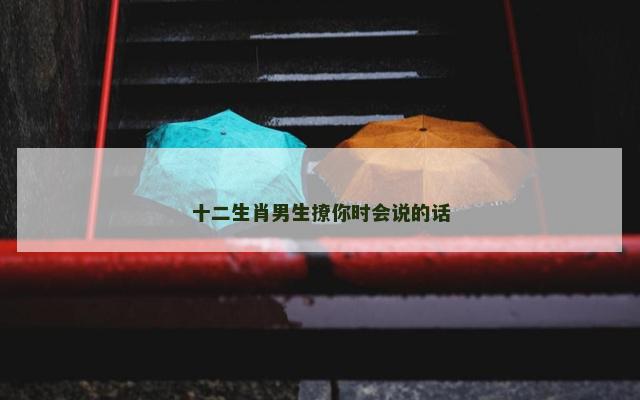 十二生肖男生撩你时会说的话