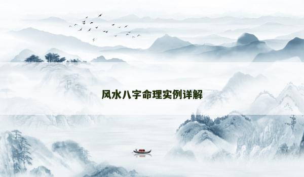风水八字命理实例详解