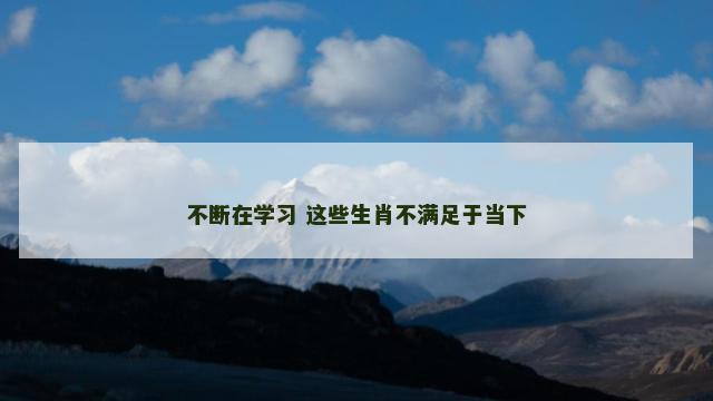 不断在学习 这些生肖不满足于当下