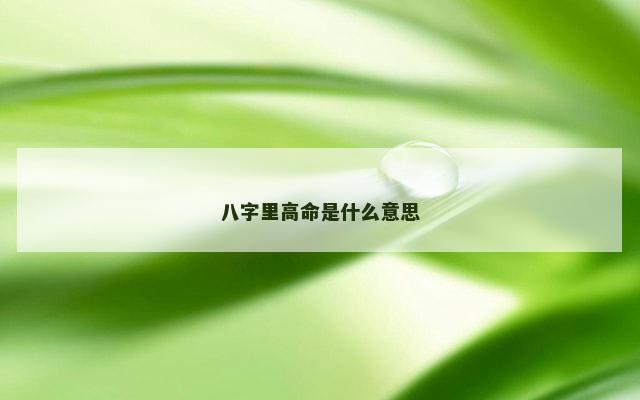 八字里高命是什么意思