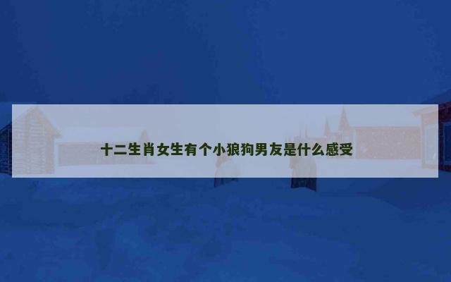 十二生肖女生有个小狼狗男友是什么感受