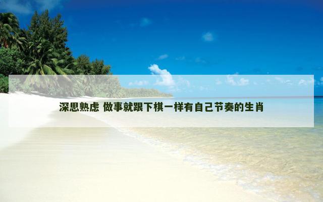 深思熟虑 做事就跟下棋一样有自己节奏的生肖