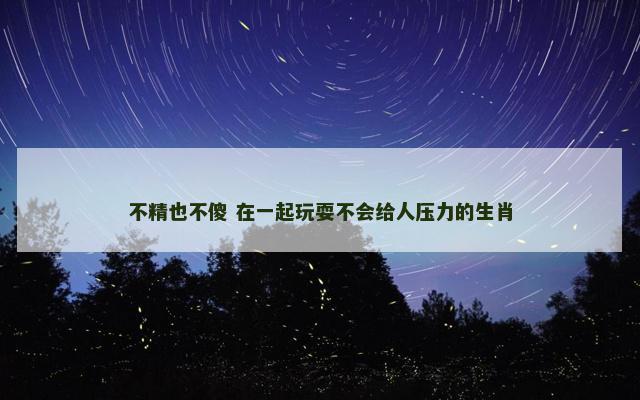 不精也不傻 在一起玩耍不会给人压力的生肖