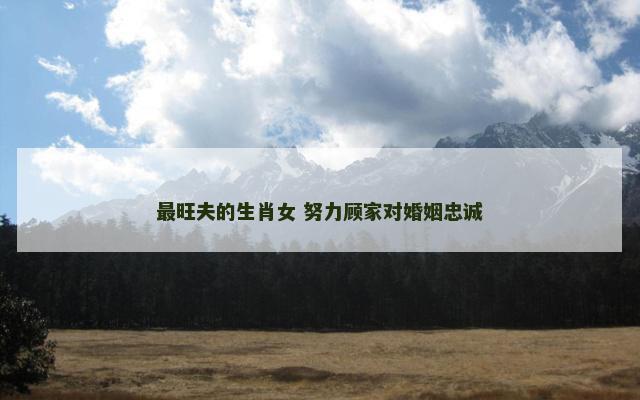 最旺夫的生肖女 努力顾家对婚姻忠诚