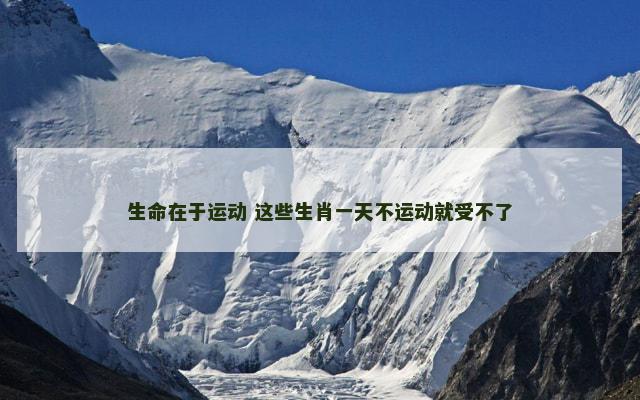 生命在于运动 这些生肖一天不运动就受不了