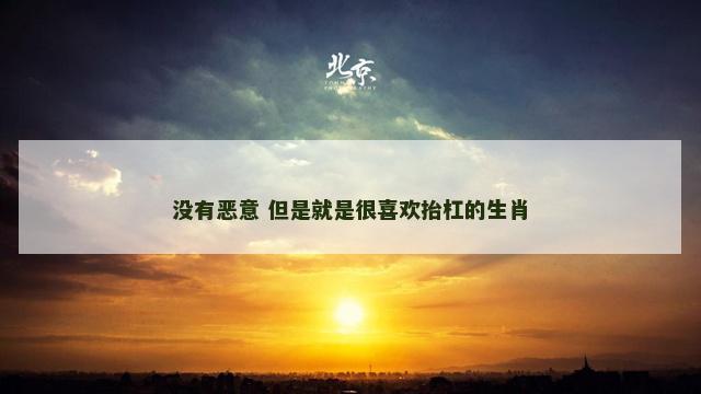 没有恶意 但是就是很喜欢抬杠的生肖