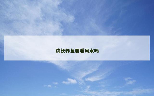 院长养鱼要看风水吗