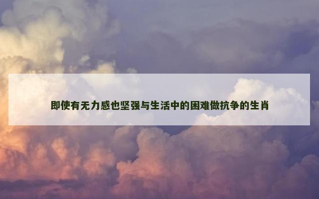 即使有无力感也坚强与生活中的困难做抗争的生肖
