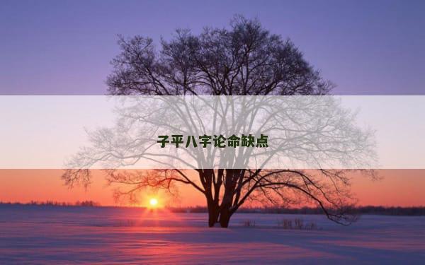 子平八字论命缺点