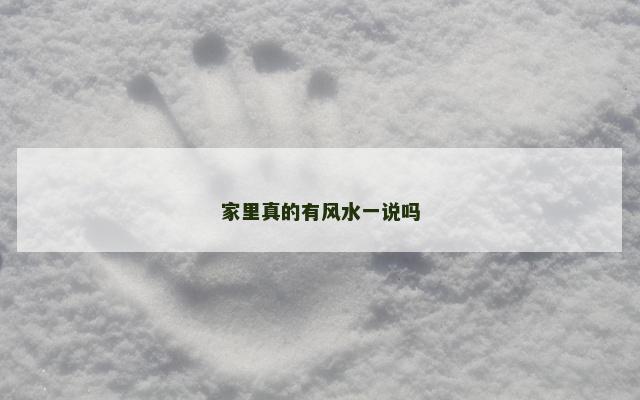 家里真的有风水一说吗