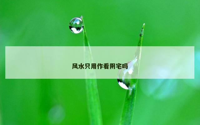 风水只用作看阴宅吗