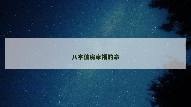 八字偏房享福的命