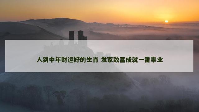 人到中年财运好的生肖 发家致富成就一番事业
