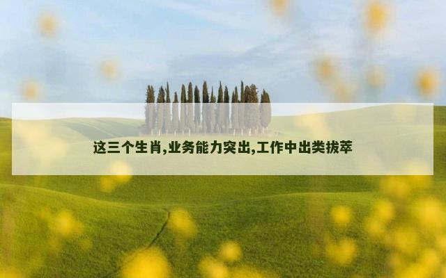 这三个生肖,业务能力突出,工作中出类拔萃