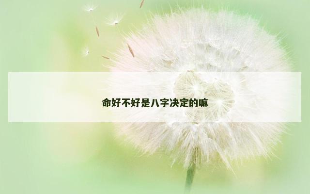 命好不好是八字决定的嘛