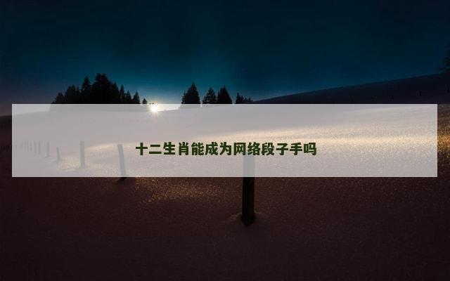 十二生肖能成为网络段子手吗