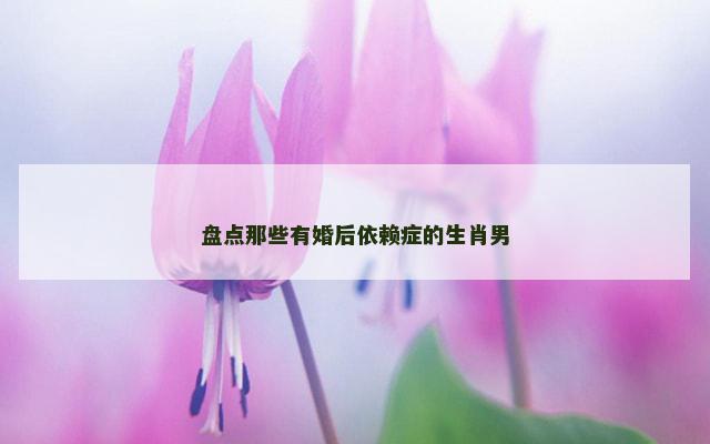 盘点那些有婚后依赖症的生肖男