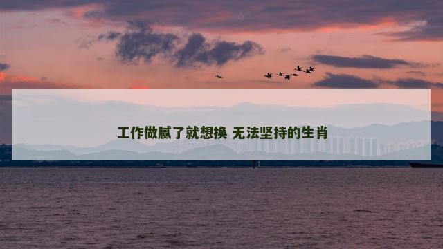 工作做腻了就想换 无法坚持的生肖