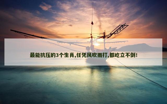 最能抗压的3个生肖,任凭风吹雨打,都屹立不倒！
