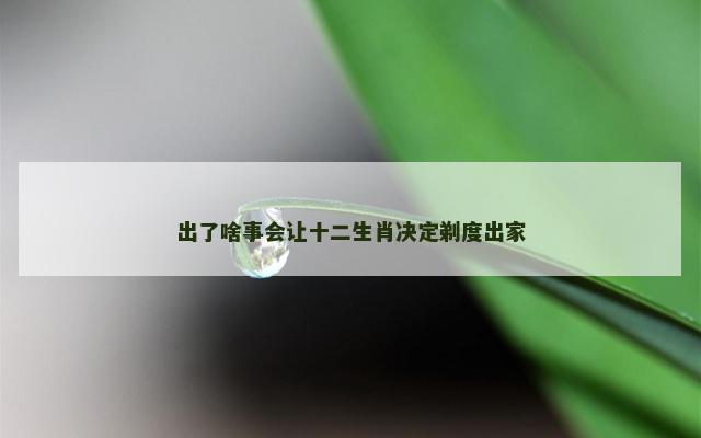 出了啥事会让十二生肖决定剃度出家